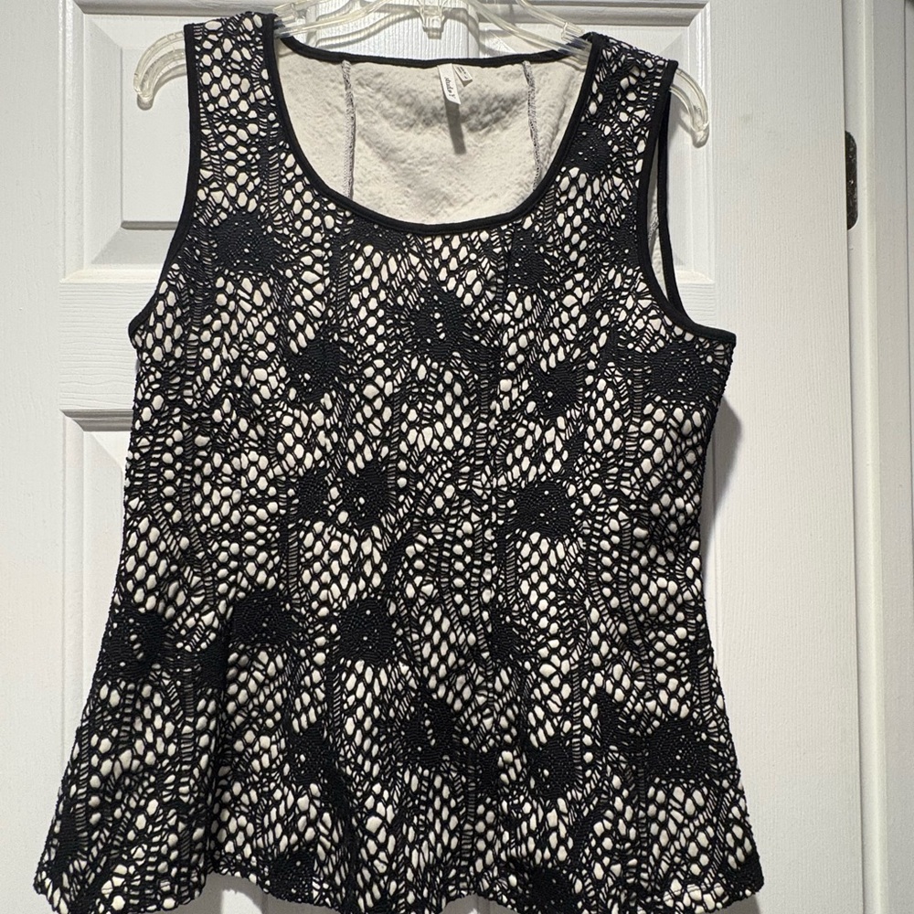 Studio Y Black Lace Overlay Tank Top